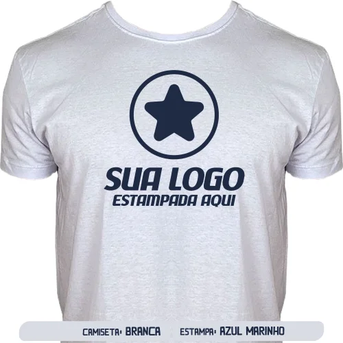Camiseta Branca Personalizada para Empresas, Festas e Eventos - Frente