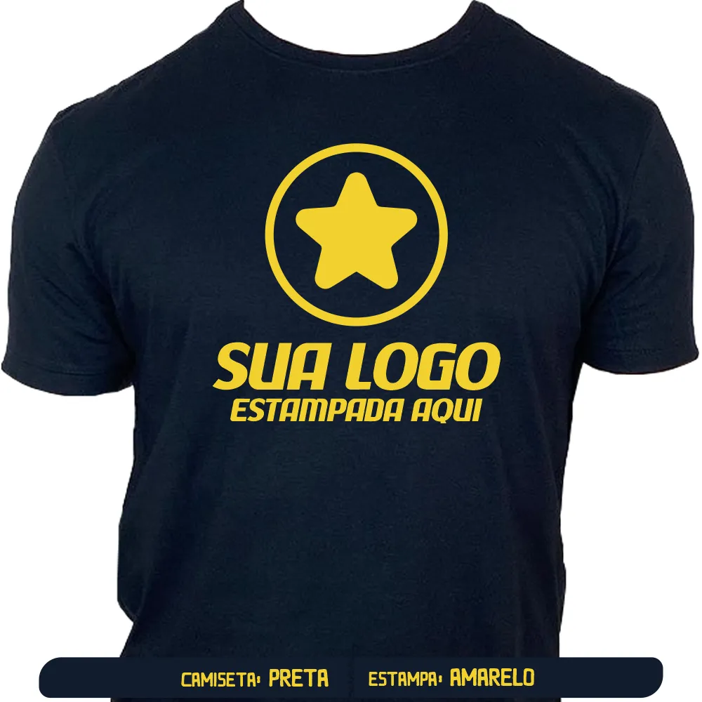 Camiseta Preta Personalizada para Empresas, Festas e Eventos - Frente